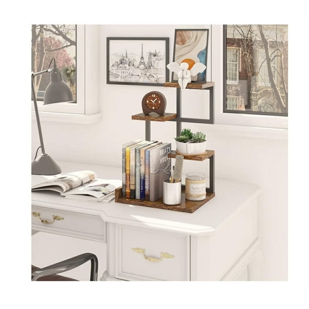 Desktop Shelf Organizer, 4 Tier Storage Display Rack, Desk Shelf Organizer Read - Picture 6 of 8